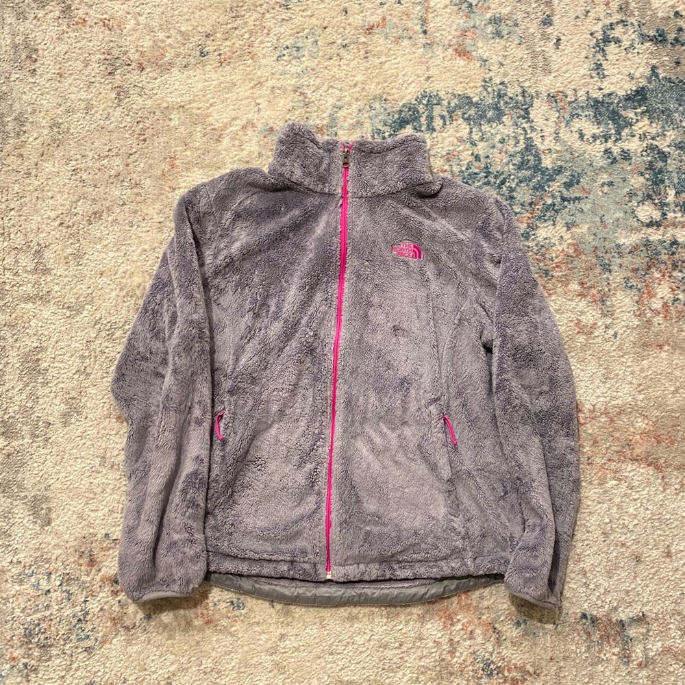 North Face Fleece! Silver/Grey with Pink detailing!